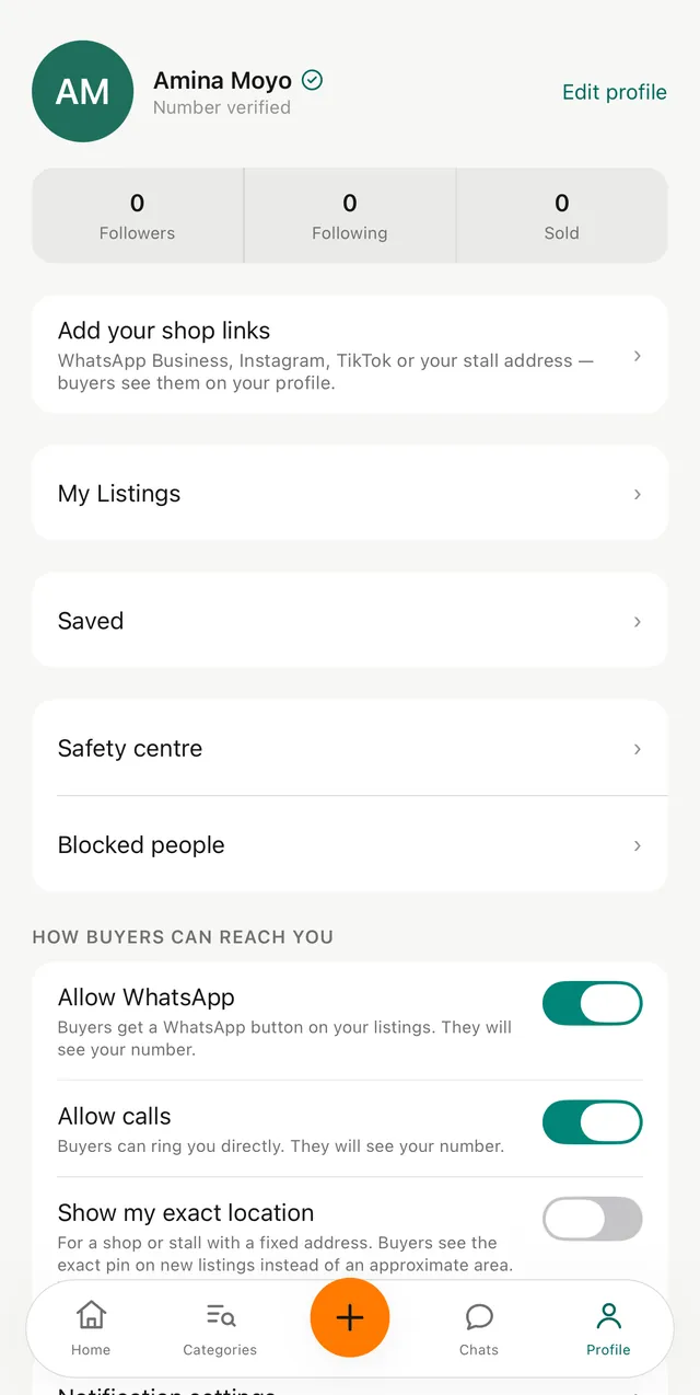 Settings for how buyers can reach you